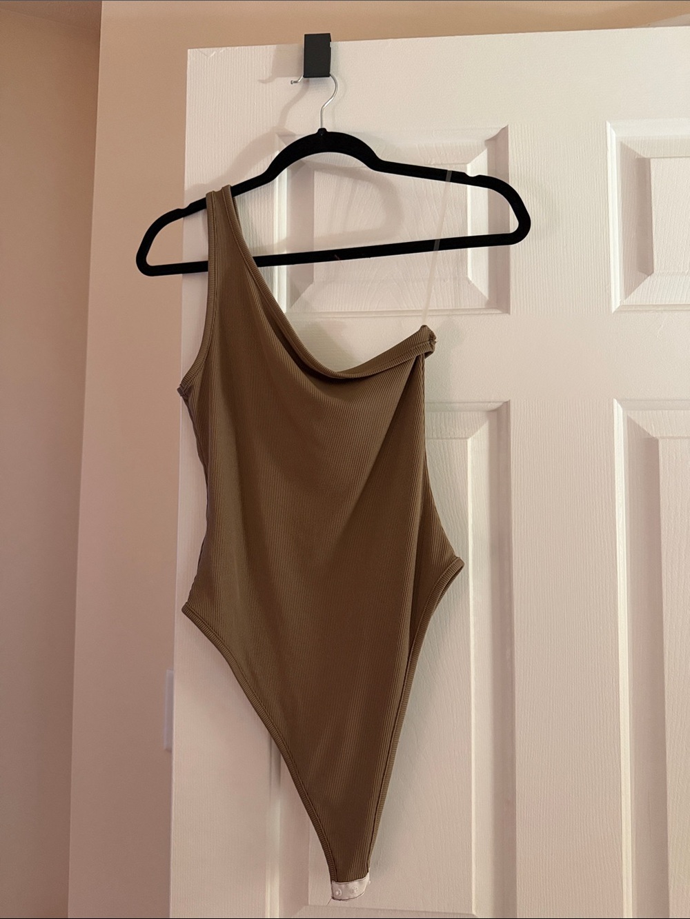 One-Shoulder Bodysuit in Warm Taupe